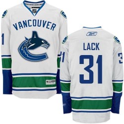 Vancouver Canucks Eddie Lack Official White Reebok Authentic Women's Away NHL Hockey Jersey