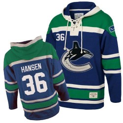 Vancouver Canucks Jannik Hansen Official Blue Old Time Hockey Authentic Adult Sawyer Hooded Sweatshirt Jersey