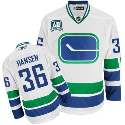 Vancouver Canucks Jannik Hansen Official White Reebok Authentic Adult Third 40TH NHL Hockey Jersey