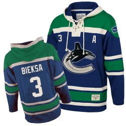 Vancouver Canucks Kevin Bieksa Official Blue Old Time Hockey Authentic Adult Sawyer Hooded Sweatshirt Jersey