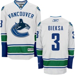 Vancouver Canucks Kevin Bieksa Official White Reebok Authentic Adult Away NHL Hockey Jersey