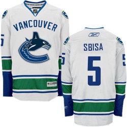 Vancouver Canucks Luca Sbisa Official White Reebok Authentic Adult Away NHL Hockey Jersey