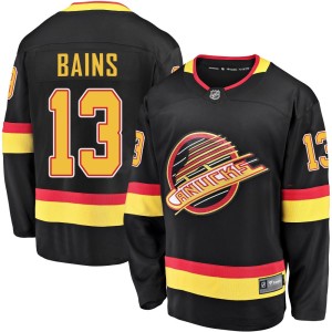 Vancouver Canucks Arshdeep Bains Official Black Fanatics Branded Premier Youth Breakaway 2019/20 Flying Skate NHL Hockey Jersey