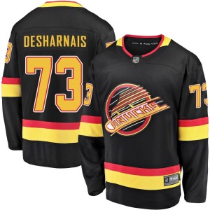 Vancouver Canucks Vincent Desharnais Official Black Fanatics Branded Premier Youth Breakaway 2019/20 Flying Skate NHL Hockey Jersey