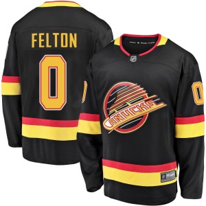 Vancouver Canucks Christian Felton Official Black Fanatics Branded Premier Youth Breakaway 2019/20 Flying Skate NHL Hockey Jersey