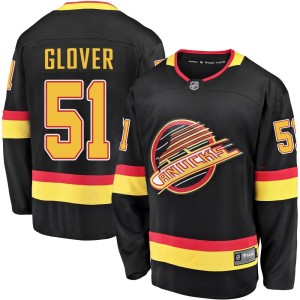 Vancouver Canucks Ty Glover Official Black Fanatics Branded Premier Youth Breakaway 2019/20 Flying Skate NHL Hockey Jersey