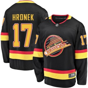 Vancouver Canucks Filip Hronek Official Black Fanatics Branded Premier Youth Breakaway 2019/20 Flying Skate NHL Hockey Jersey