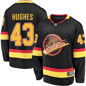 Vancouver Canucks Quinn Hughes Official Black Fanatics Branded Premier Youth Breakaway 2019/20 Flying Skate NHL Hockey Jersey