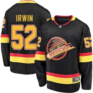 Vancouver Canucks Matt Irwin Official Black Fanatics Branded Premier Youth Breakaway 2019/20 Flying Skate NHL Hockey Jersey