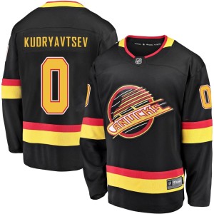 Vancouver Canucks Kirill Kudryavtsev Official Black Fanatics Branded Premier Youth Breakaway 2019/20 Flying Skate NHL Hockey Jersey