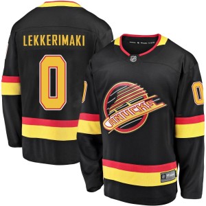 Vancouver Canucks Jonathan Lekkerimaki Official Black Fanatics Branded Premier Youth Breakaway 2019/20 Flying Skate NHL Hockey Jersey