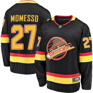 Vancouver Canucks Sergio Momesso Official Black Fanatics Branded Premier Youth Breakaway 2019/20 Flying Skate NHL Hockey Jersey