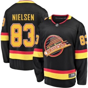 Vancouver Canucks Tristen Nielsen Official Black Fanatics Branded Premier Youth Breakaway 2019/20 Flying Skate NHL Hockey Jersey