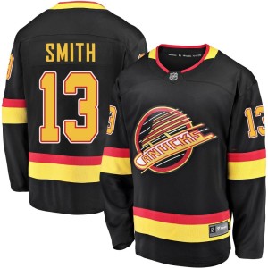 Vancouver Canucks Nathan Smith Official Black Fanatics Branded Premier Youth Breakaway 2019/20 Flying Skate NHL Hockey Jersey