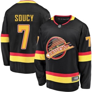 Vancouver Canucks Carson Soucy Official Black Fanatics Branded Premier Youth Breakaway 2019/20 Flying Skate NHL Hockey Jersey