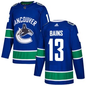 Vancouver Canucks Arshdeep Bains Official Blue Adidas Authentic Adult Home NHL Hockey Jersey