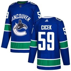 Vancouver Canucks Nick Cicek Official Blue Adidas Authentic Adult Home NHL Hockey Jersey