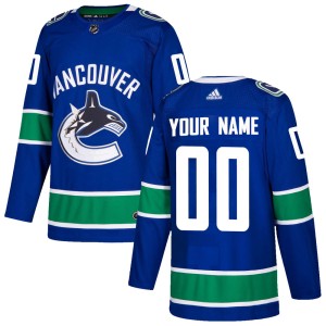 Vancouver Canucks Custom Official Blue Adidas Authentic Adult Custom Home NHL Hockey Jersey