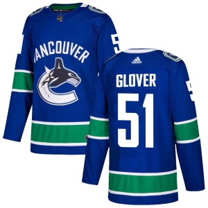 Vancouver Canucks Ty Glover Official Blue Adidas Authentic Adult Home NHL Hockey Jersey