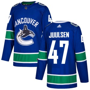 Vancouver Canucks Noah Juulsen Official Blue Adidas Authentic Adult Home NHL Hockey Jersey