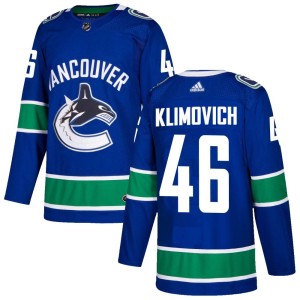 Vancouver Canucks Danila Klimovich Official Blue Adidas Authentic Adult Home NHL Hockey Jersey