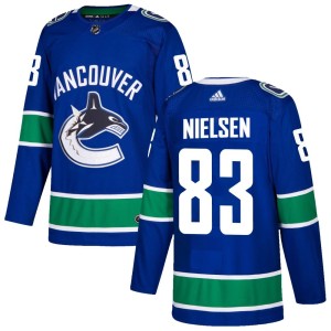 Vancouver Canucks Tristen Nielsen Official Blue Adidas Authentic Adult Home NHL Hockey Jersey