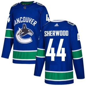 Vancouver Canucks Kiefer Sherwood Official Blue Adidas Authentic Adult Home NHL Hockey Jersey