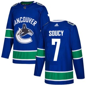 Vancouver Canucks Carson Soucy Official Blue Adidas Authentic Adult Home NHL Hockey Jersey