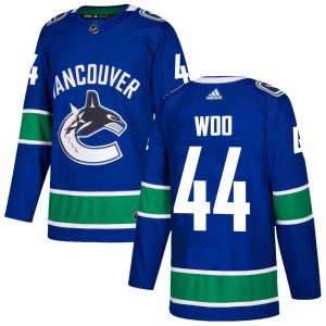 Vancouver Canucks Jett Woo Official Blue Adidas Authentic Adult Home NHL Hockey Jersey