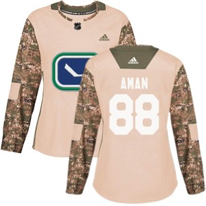 Vancouver Canucks Nils Aman Official Camo Adidas Authentic Women's Veterans Day Practice NHL Hockey Jersey