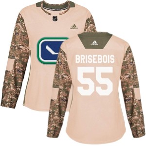 Vancouver Canucks Guillaume Brisebois Official Camo Adidas Authentic Women's Veterans Day Practice NHL Hockey Jersey