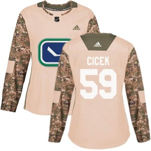 Vancouver Canucks Nick Cicek Official Camo Adidas Authentic Women's Veterans Day Practice NHL Hockey Jersey