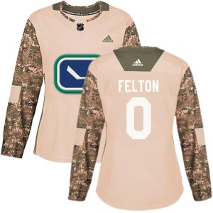 Vancouver Canucks Christian Felton Official Camo Adidas Authentic Women's Veterans Day Practice NHL Hockey Jersey