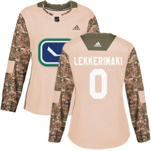 Vancouver Canucks Jonathan Lekkerimaki Official Camo Adidas Authentic Women's Veterans Day Practice NHL Hockey Jersey