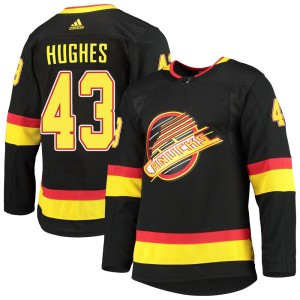 Vancouver Canucks Quinn Hughes Official Black Adidas Authentic Adult Alternate Primegreen Pro NHL Hockey Jersey