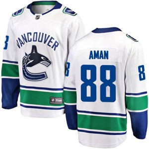 Vancouver Canucks Nils Aman Official White Fanatics Branded Breakaway Adult Away NHL Hockey Jersey