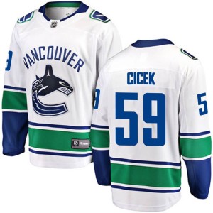 Vancouver Canucks Nick Cicek Official White Fanatics Branded Breakaway Adult Away NHL Hockey Jersey