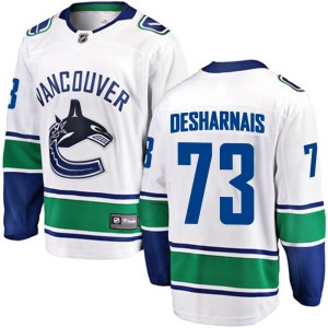 Vancouver Canucks Vincent Desharnais Official White Fanatics Branded Breakaway Adult Away NHL Hockey Jersey