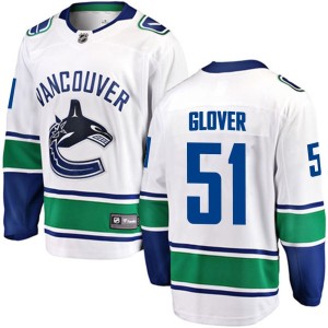 Vancouver Canucks Ty Glover Official White Fanatics Branded Breakaway Adult Away NHL Hockey Jersey