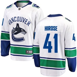 Vancouver Canucks Akito Hirose Official White Fanatics Branded Breakaway Adult Away NHL Hockey Jersey