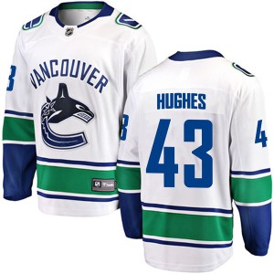 Vancouver Canucks Quinn Hughes Official White Fanatics Branded Breakaway Adult Away NHL Hockey Jersey