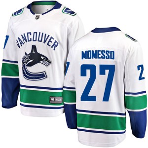 Vancouver Canucks Sergio Momesso Official White Fanatics Branded Breakaway Adult Away NHL Hockey Jersey