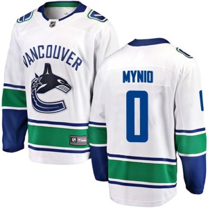 Vancouver Canucks Sawyer Mynio Official White Fanatics Branded Breakaway Adult Away NHL Hockey Jersey