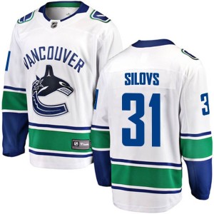 Vancouver Canucks Arturs Silovs Official White Fanatics Branded Breakaway Adult Away NHL Hockey Jersey