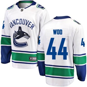 Vancouver Canucks Jett Woo Official White Fanatics Branded Breakaway Adult Away NHL Hockey Jersey