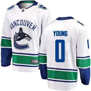 Vancouver Canucks Ty Young Official White Fanatics Branded Breakaway Adult Away NHL Hockey Jersey