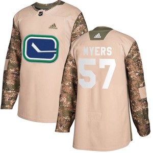 Vancouver Canucks Tyler Myers Official Camo Adidas Authentic Adult Veterans Day Practice NHL Hockey Jersey