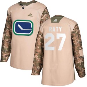 Vancouver Canucks Aatu Raty Official Camo Adidas Authentic Adult Veterans Day Practice NHL Hockey Jersey