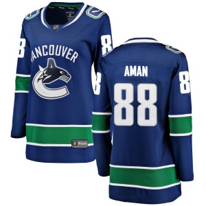 Vancouver Canucks Nils Aman Official Blue Fanatics Branded Breakaway Women's Home NHL Hockey Jersey