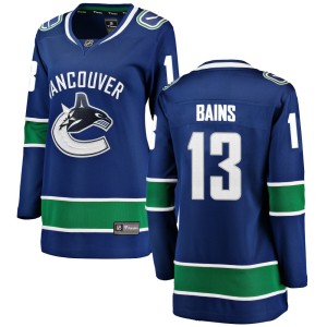 Vancouver Canucks Arshdeep Bains Official Blue Fanatics Branded Breakaway Women's Home NHL Hockey Jersey